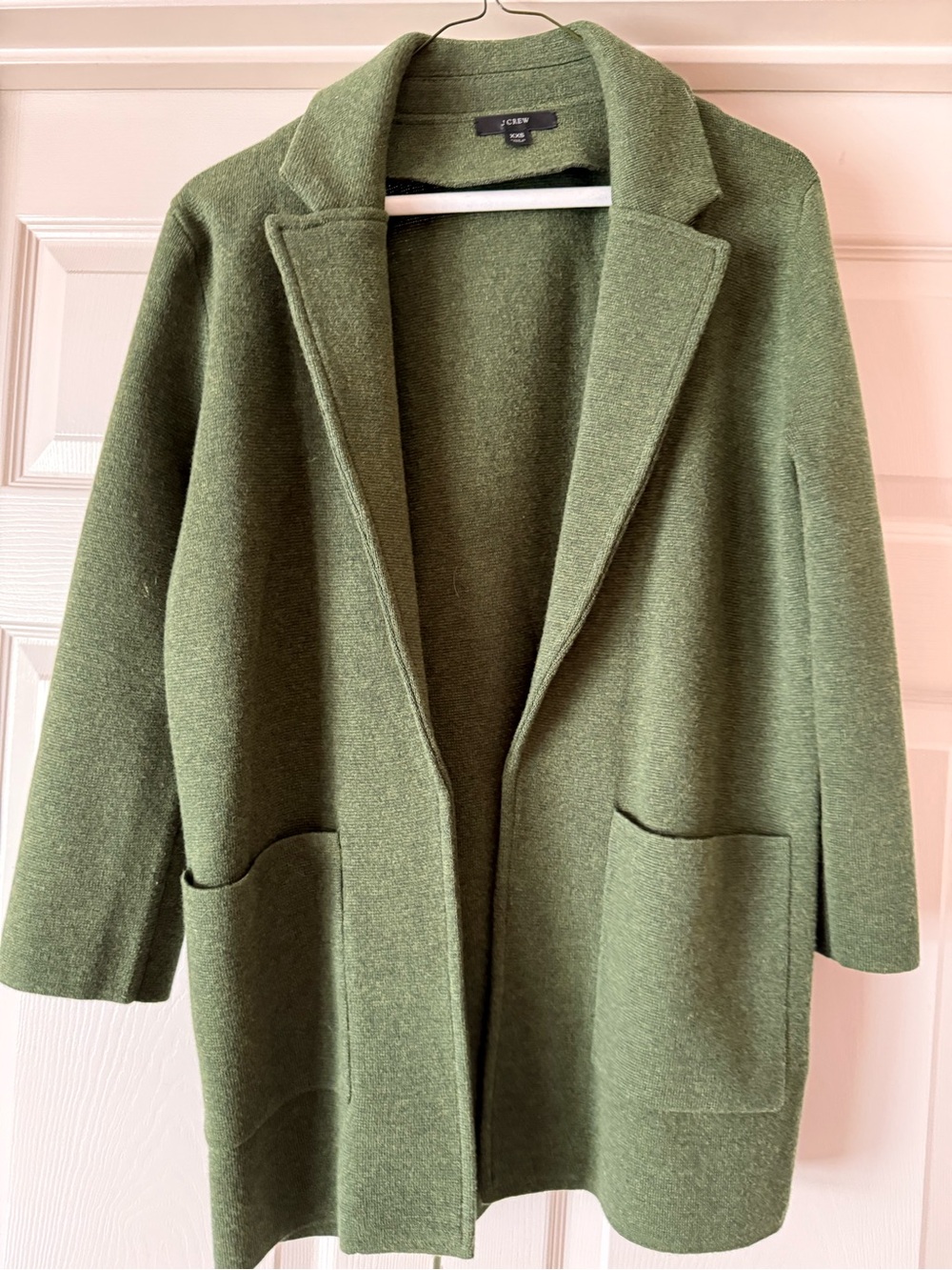 J. Crew Olive Green Open Front Wool-Blend Coat